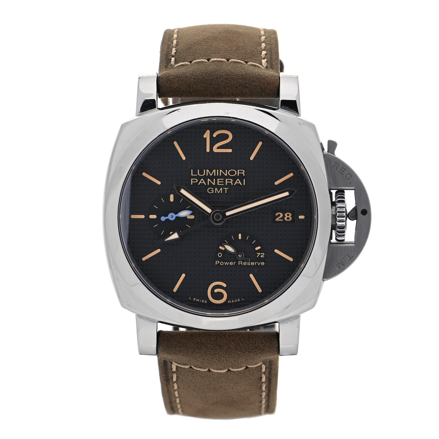 Stainless Steel Calfskin 42mm Luminor 1950 3 Day Power Reserve GMT Automatic Watch Black PAM01537