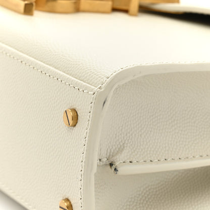 Saint Laurent Grain de Poudre Mini Classic Monogram Cassandra Top Handle Vintage White 10 of 14