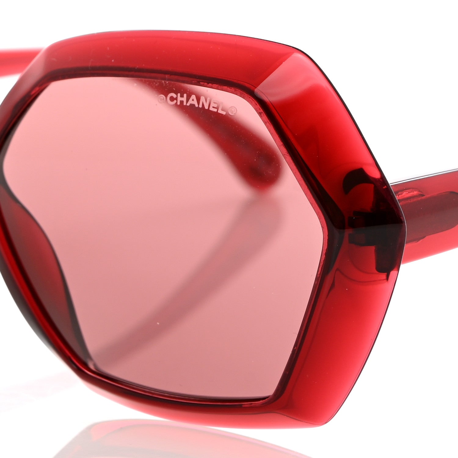 Chanel Acetate Transparent CC Sunglasses 71191 Red 7 of 8