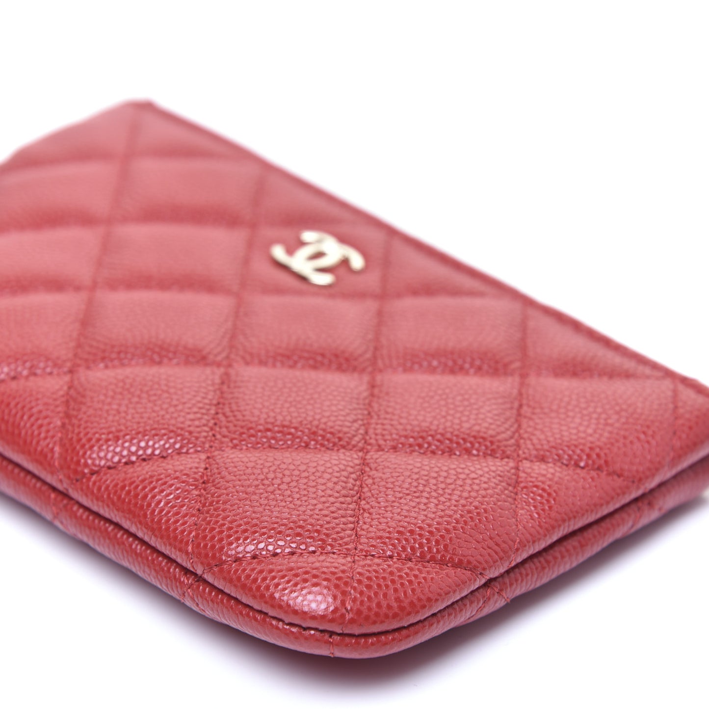 Caviar Quilted Small Cosmetic Case Red