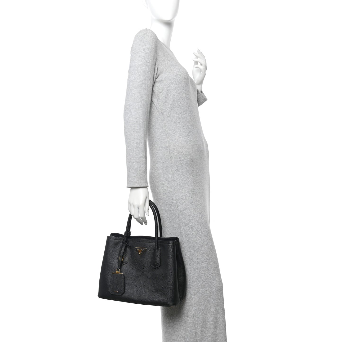 Saffiano Cuir Small Double Bag Black