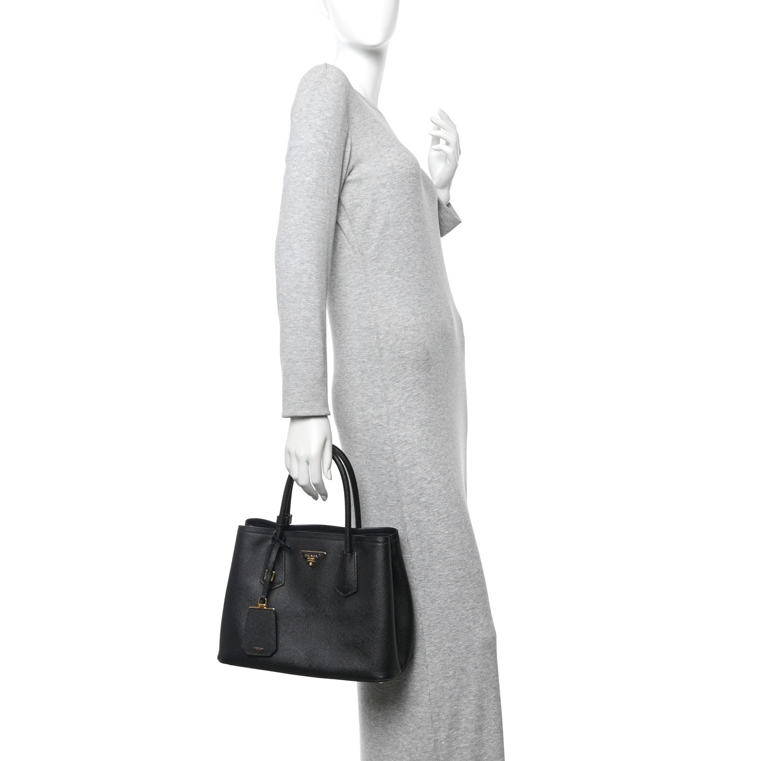 Prada Saffiano Cuir Small Double Bag Black 2 of 9