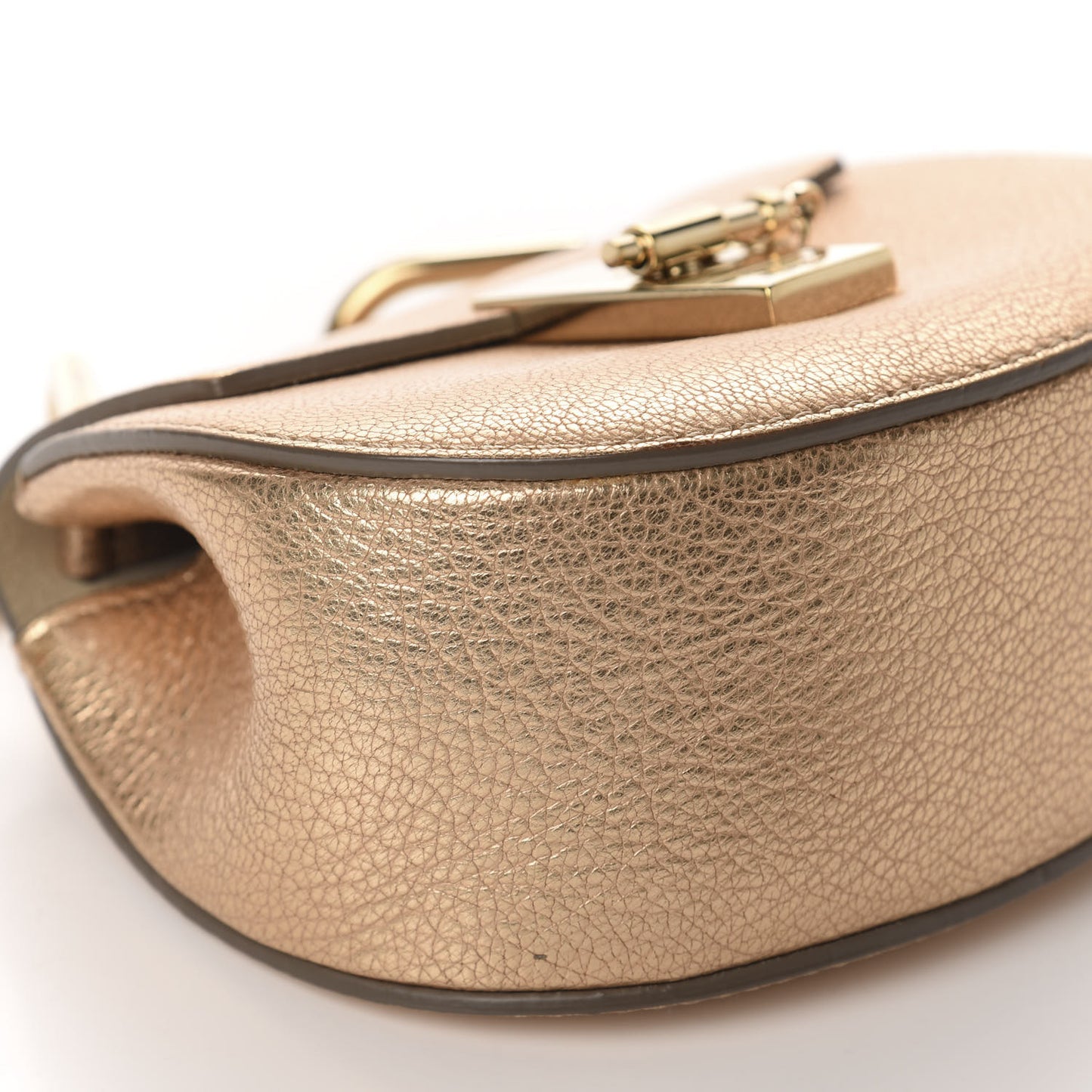 Metallic Goatskin Nano Drew Shoulder Bag Abstract Gold