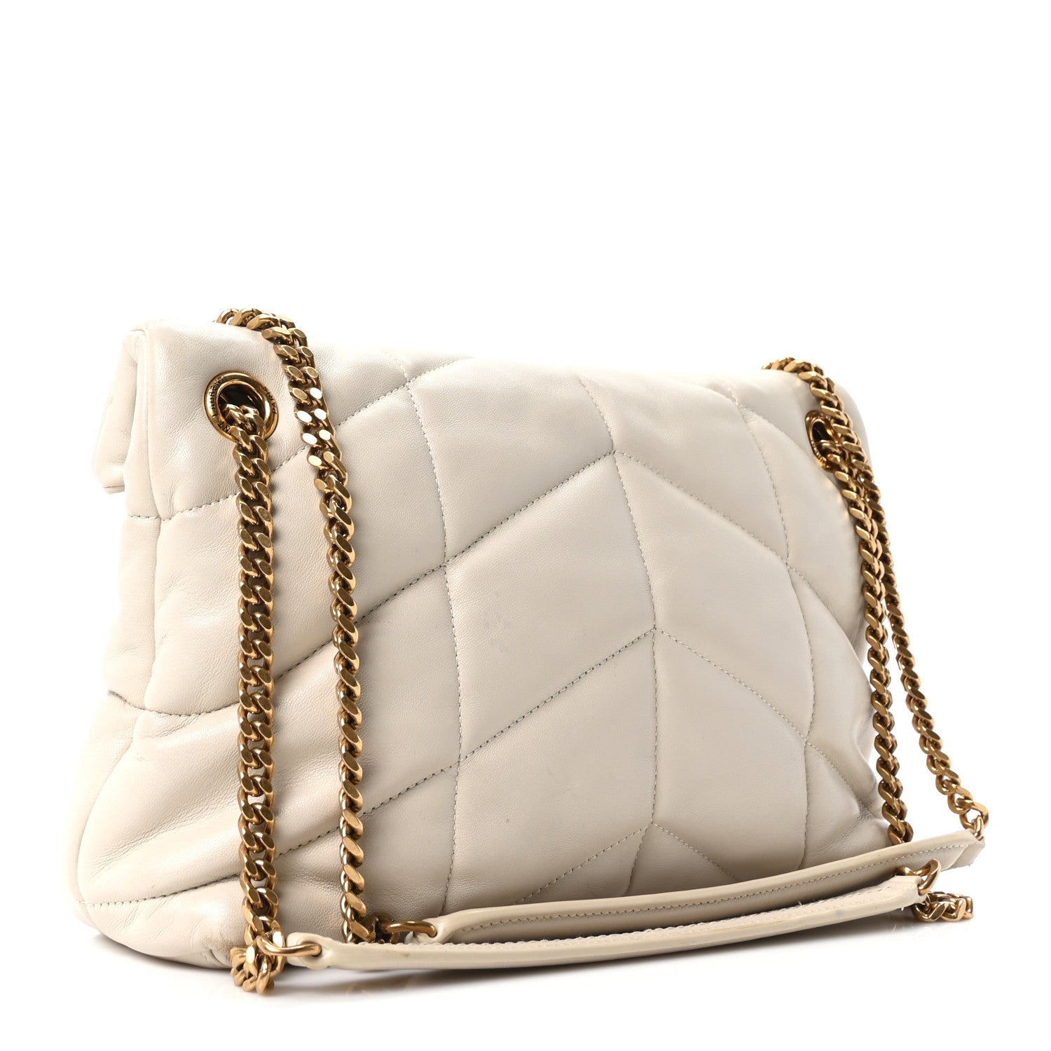 Saint Laurent Lambskin Quilted Small Loulou Puffer Monogram Chain Satchel Blanc Vintage Blanc Vintage 3 of 10