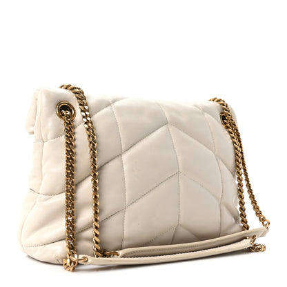 Saint Laurent Lambskin Quilted Small Loulou Puffer Monogram Chain Satchel Blanc Vintage Blanc Vintage 3 of 10