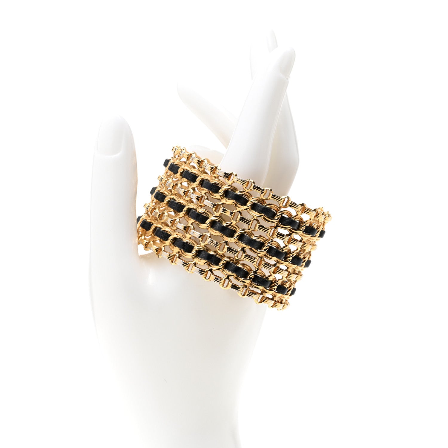 Chanel Lambskin Chain CC Cuff Black Gold 2 of 4