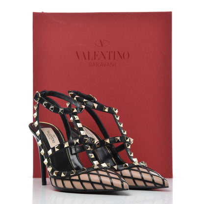 Valentino Garavani Calfskin Nappa Boudoir Rockstud Ankle Strap 100mm Pumps 36.5 Rose Cannelle Black 15 of 15