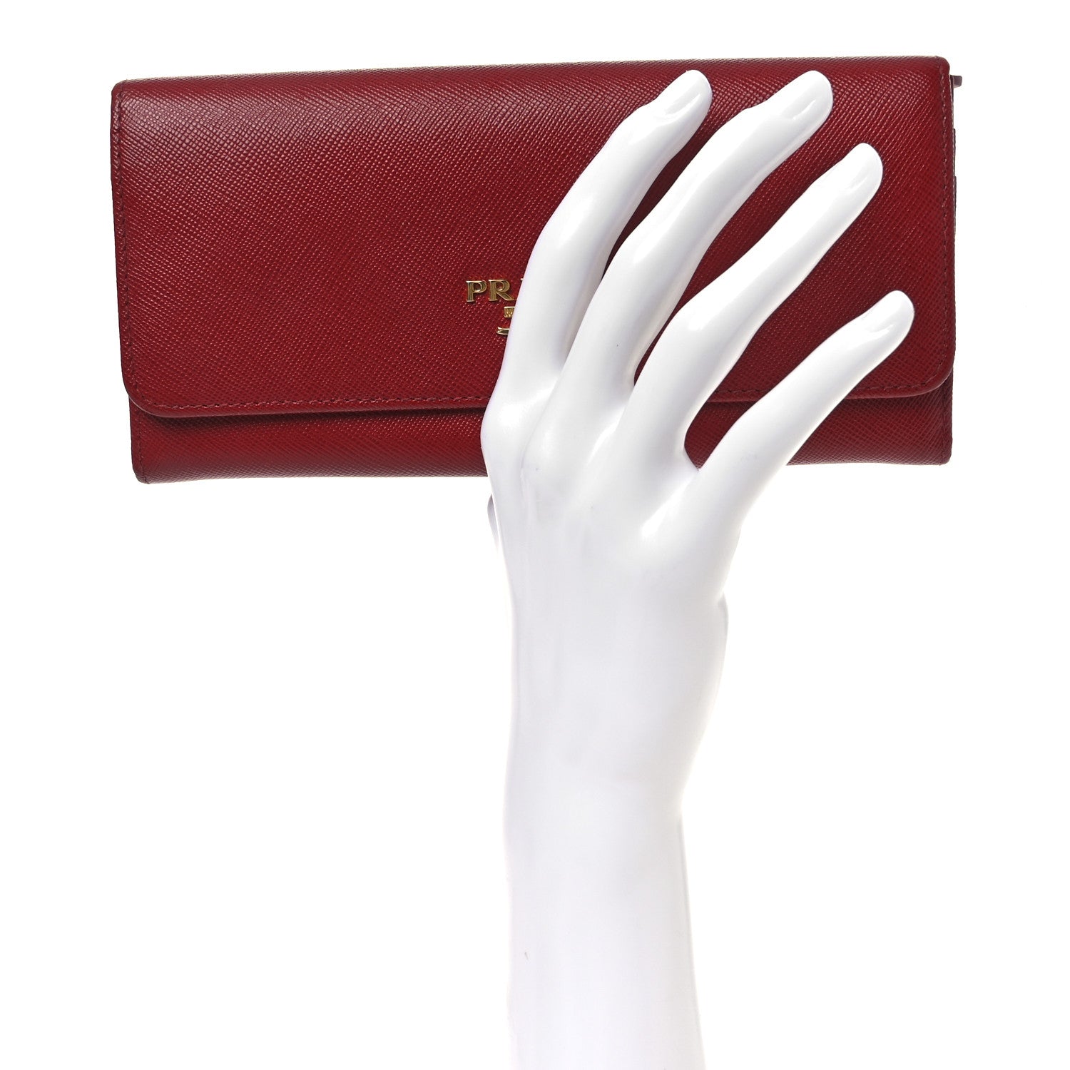 Prada Saffiano Metal Continental Flap Wallet Fuoco 2 of 9