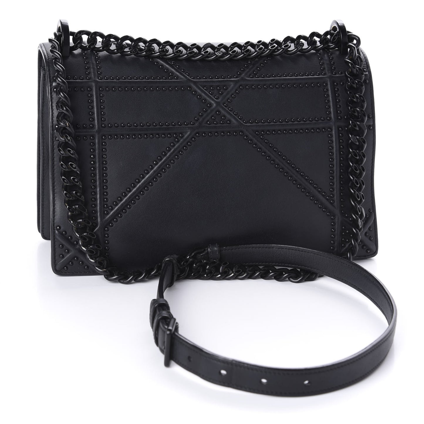 Ultra Matte Calfskin Studded Medium Diorama Flap Bag Black