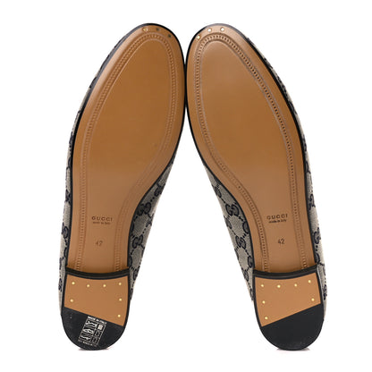 Gucci Monogram Malaga Kid Horsebit Womens Jordaan Loafers 42 Beige Blue 5 of 9