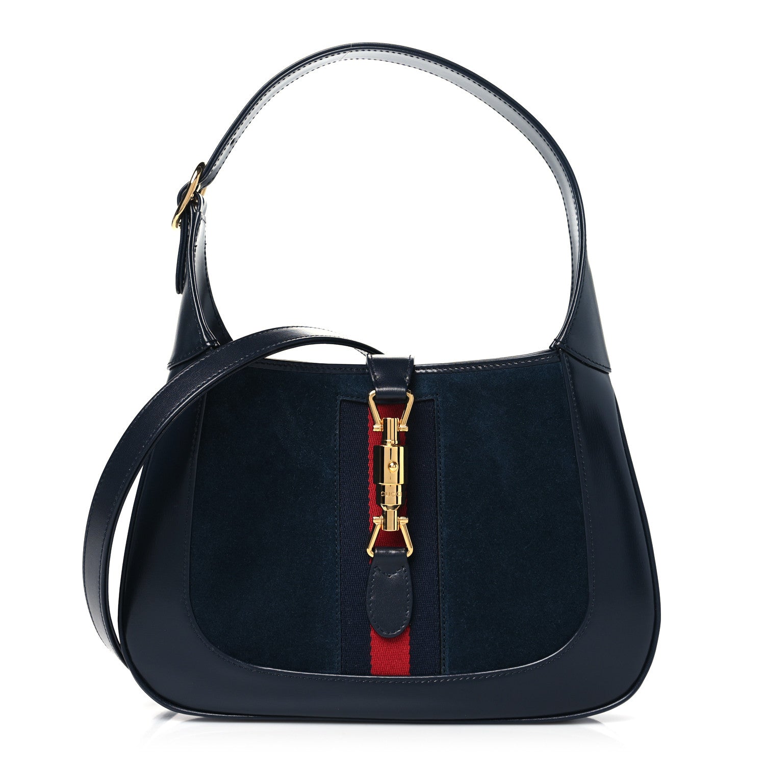 Gucci Suede Boarded Dyana Lux Calfskin Suede Small Jackie 1961 Hobo Navy 1 of 10