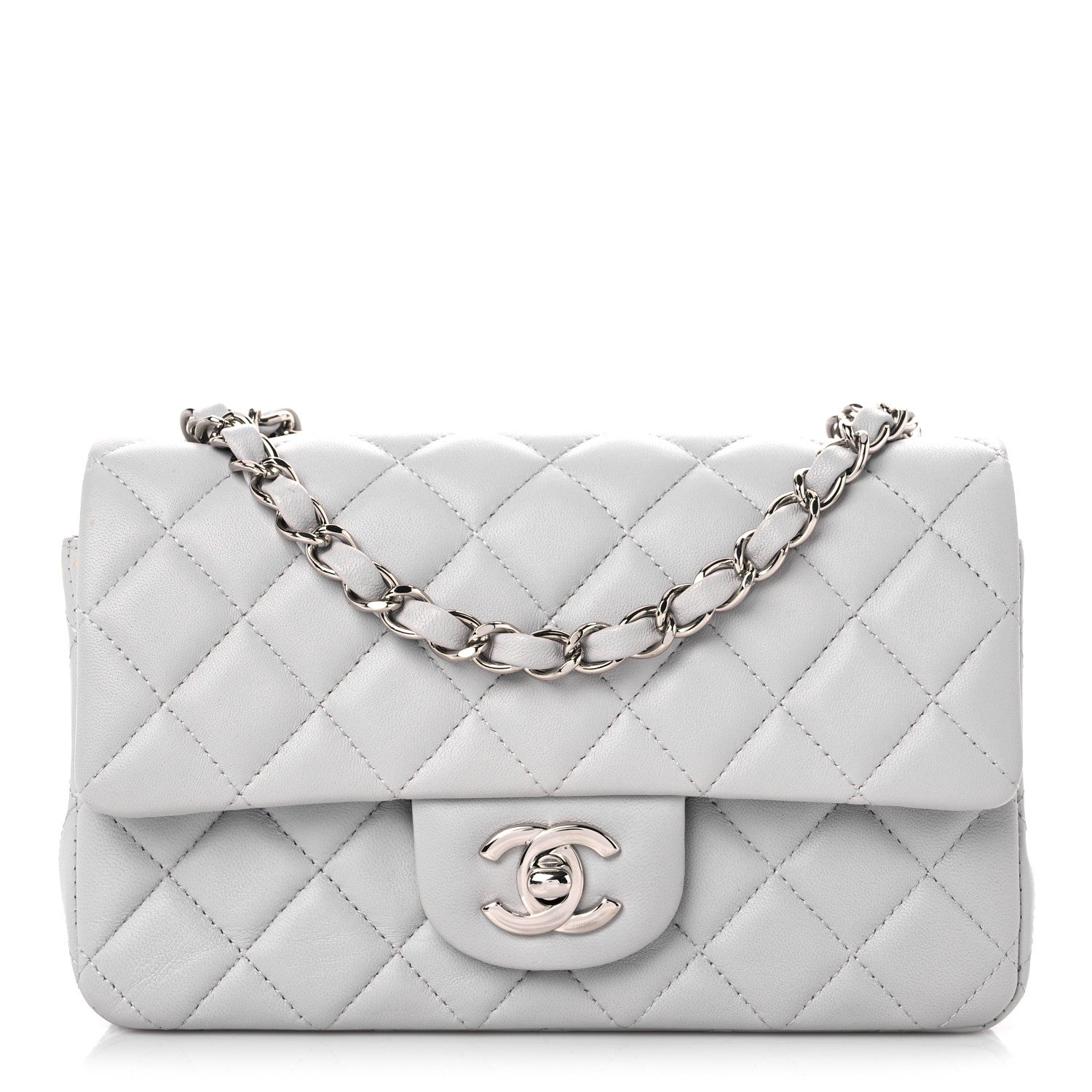 Chanel Lambskin Quilted Mini Rectangular Flap Grey 1 of 9