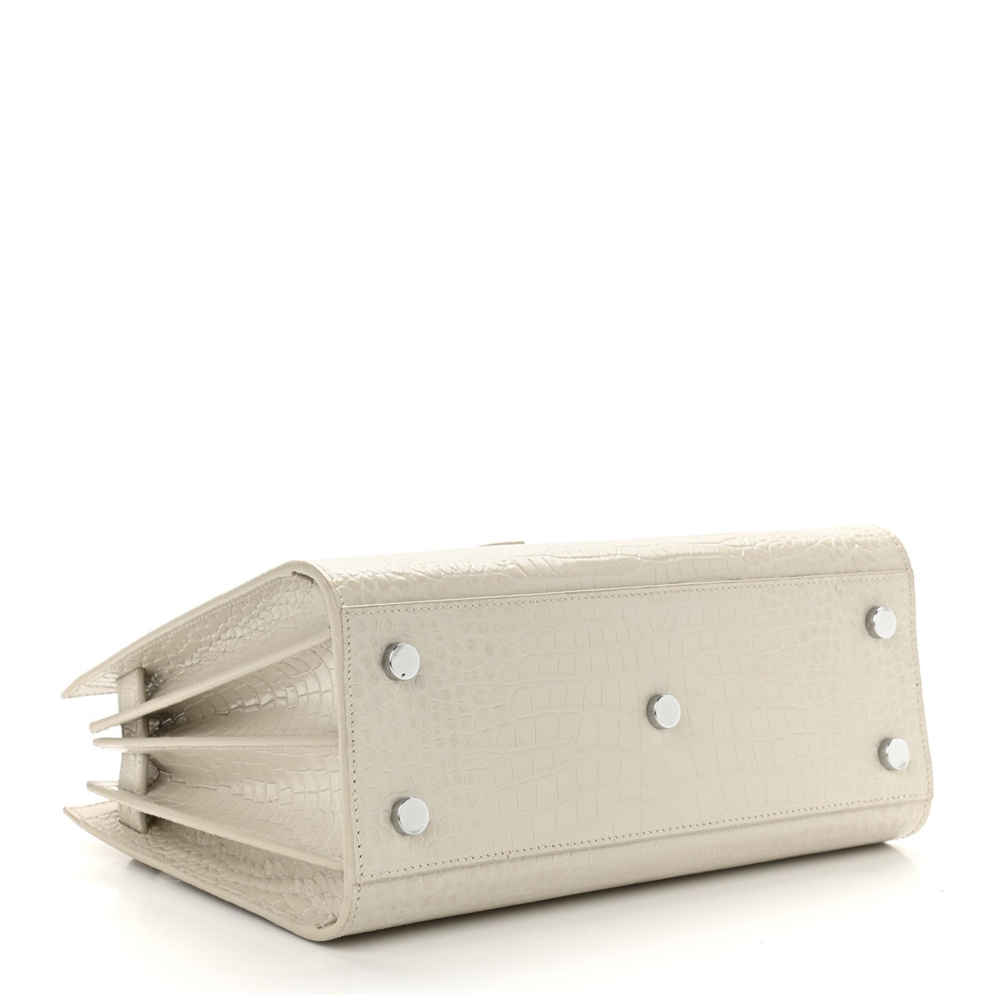 Calfskin Crocodile Embossed Baby Sac De Jour Gris Perle