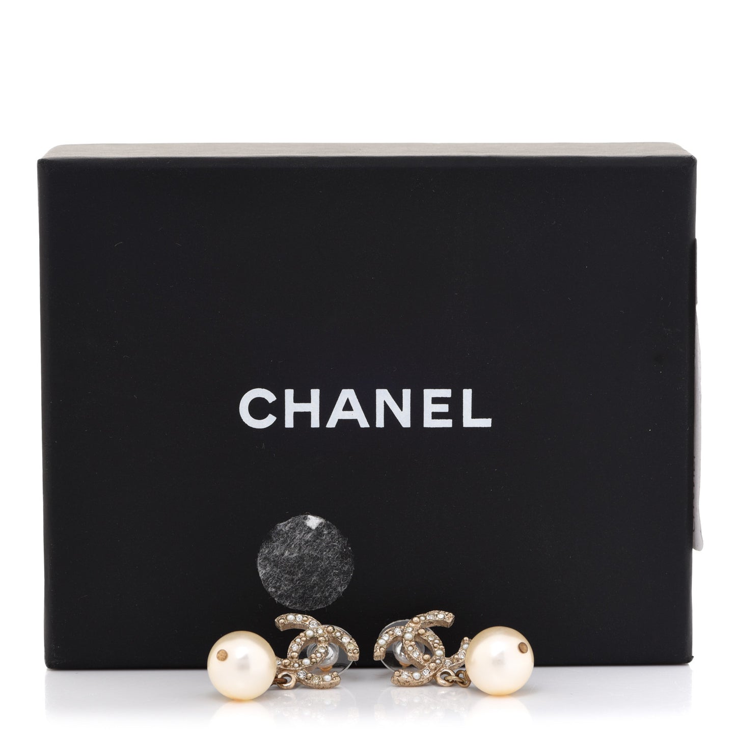 Crystal Pearl CC Drop Earrings Gold