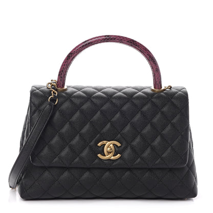 Chanel Caviar Elaphe Quilted Small Coco Handle Flap Black 1 of 8