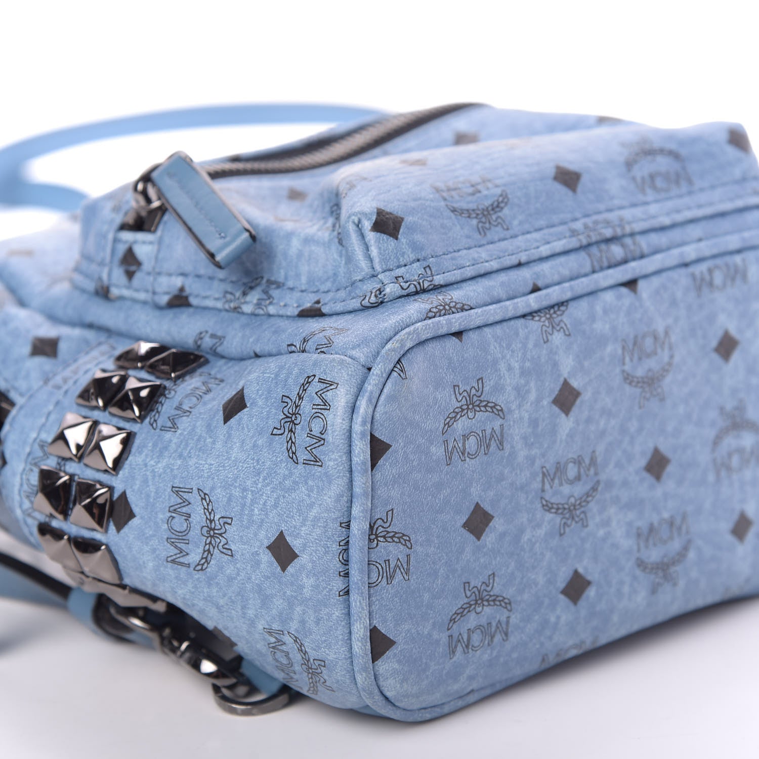 MCM Visetos Side Stud X-Mini Stark Bebe Boo Backpack Blue 4 of 9