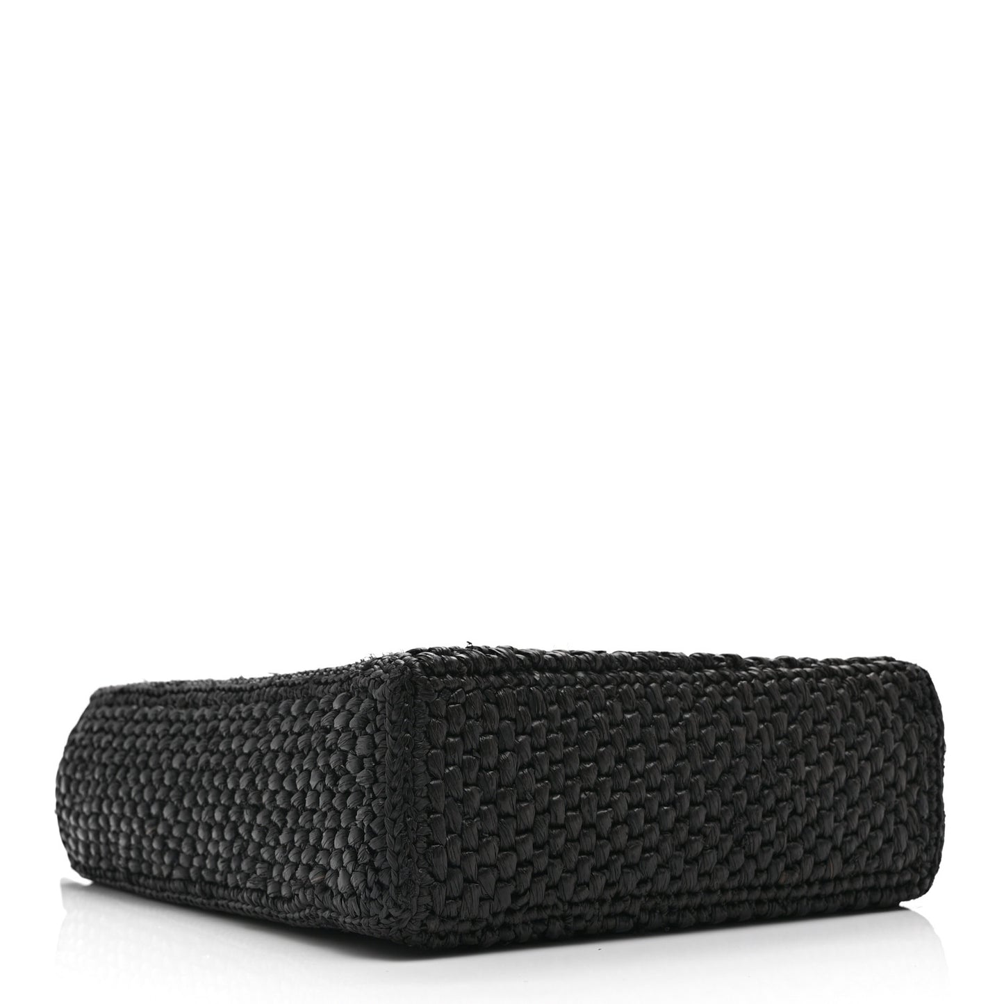 Raffia Calfskin Standard A5 Tote Bag Black White