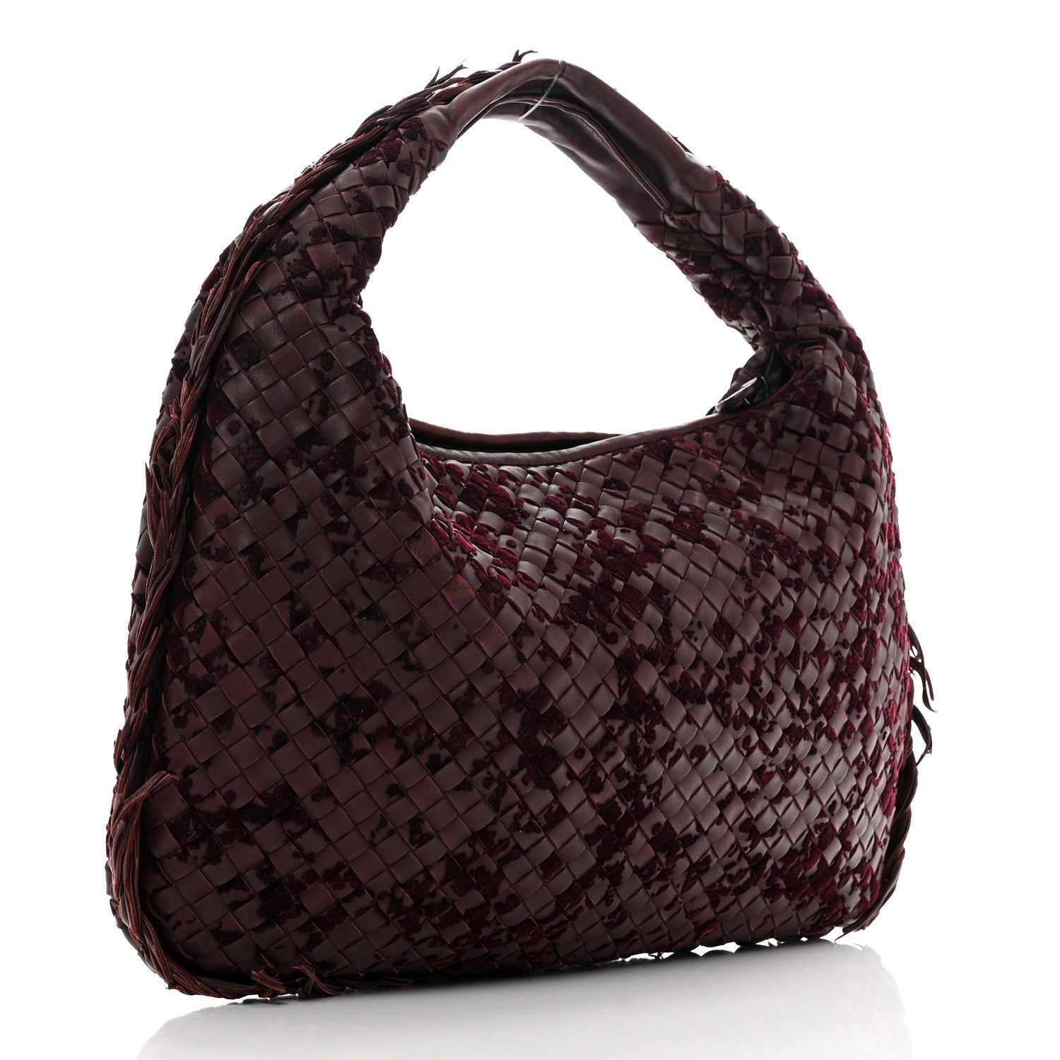 Bottega Veneta Nappa Velours Intrecciato Fuzzy Medium Veneta Hobo Aubergine 2 of 8