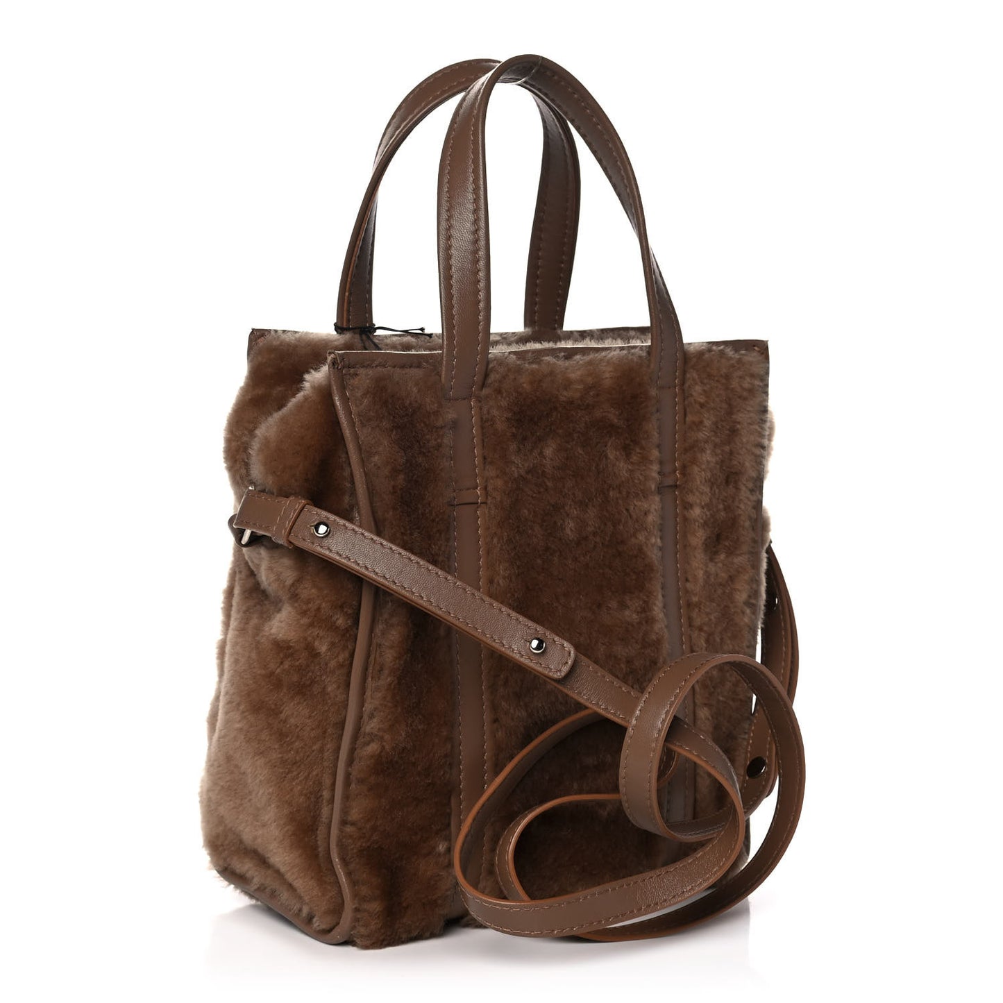 Shearling XS Bazar Shopper Tote Beige