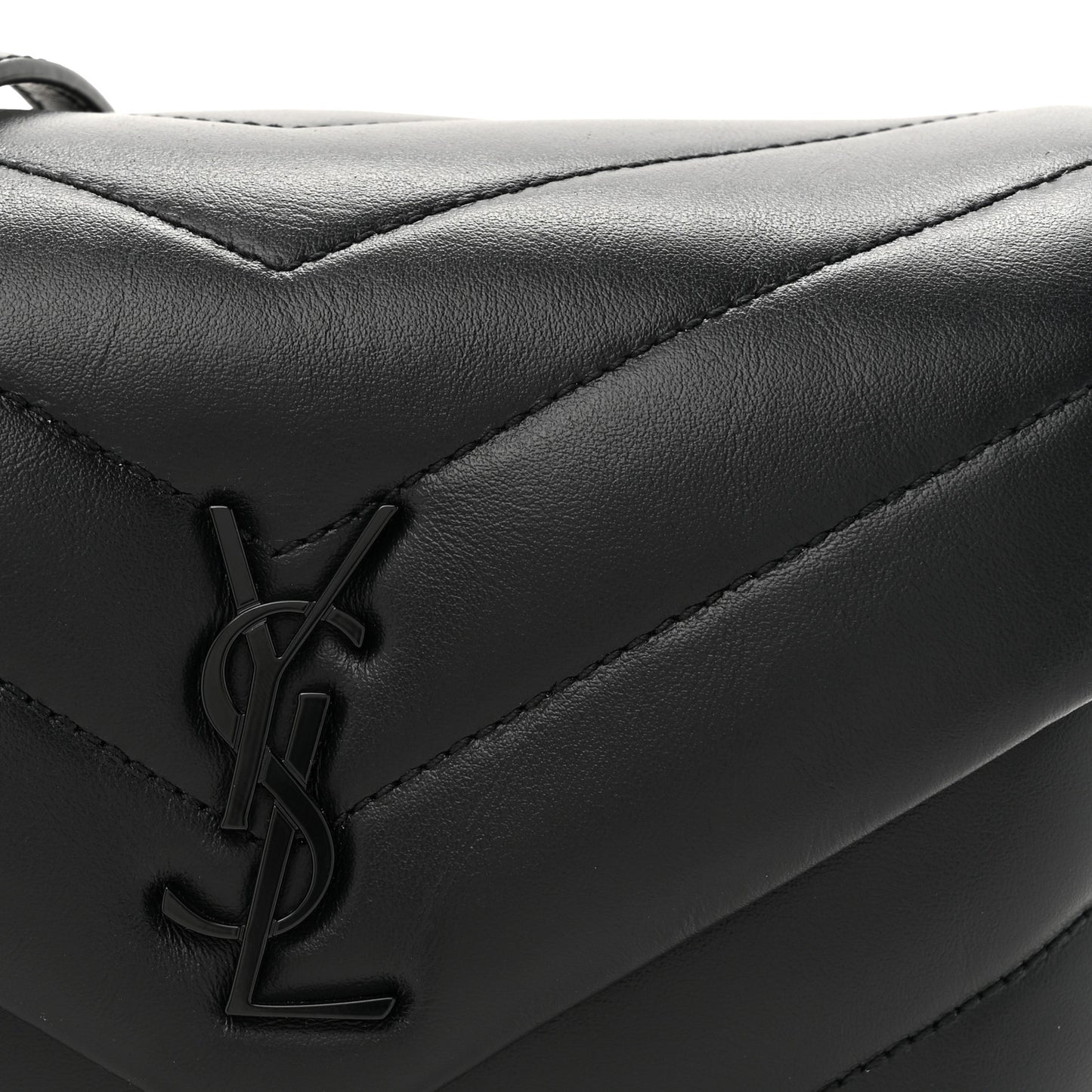 Calfskin Y Quilted Monogram Monochrome Toy Loulou Crossbody Bag Black