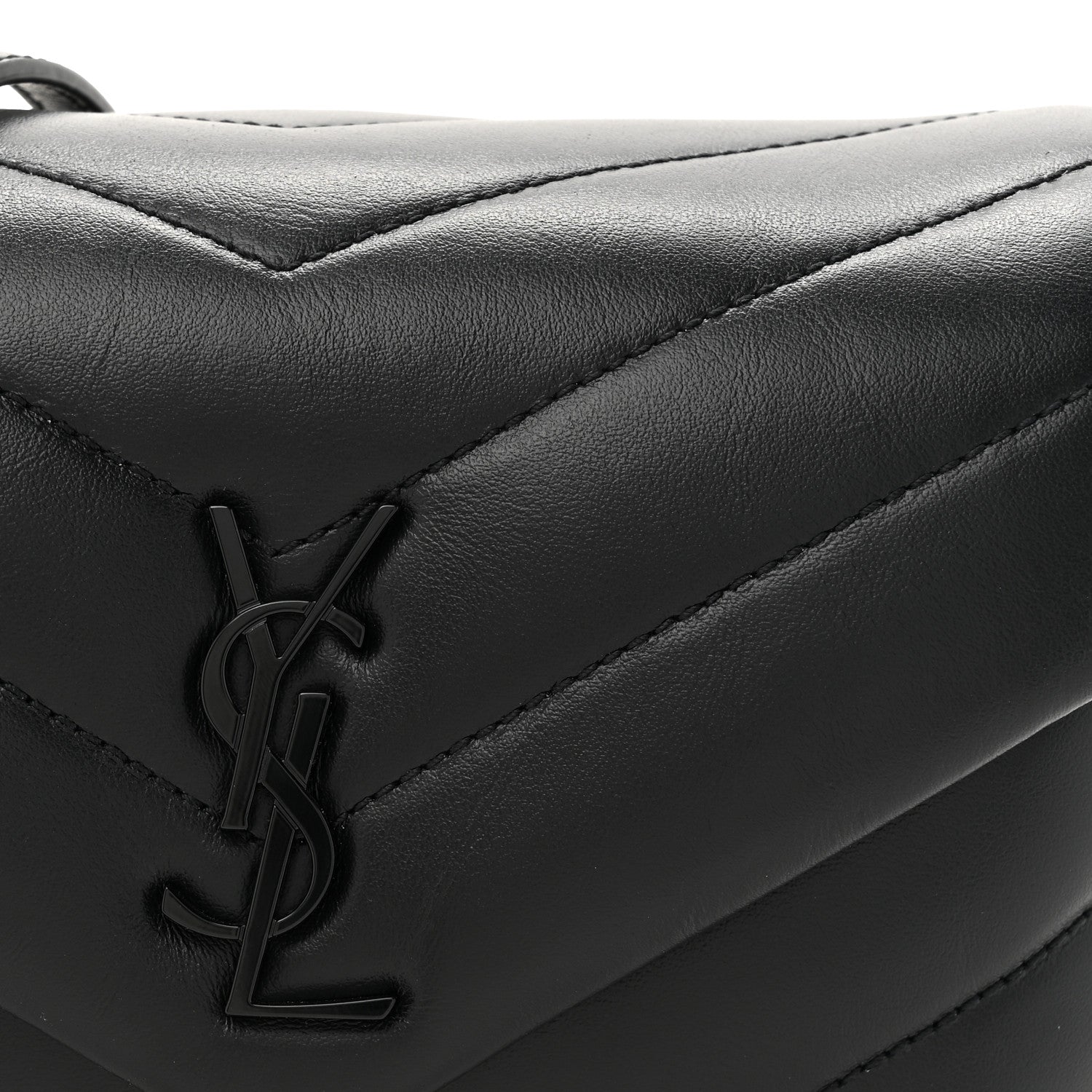 Saint Laurent Calfskin Y Quilted Monogram Monochrome Toy Loulou Crossbody Bag Black 9 of 12