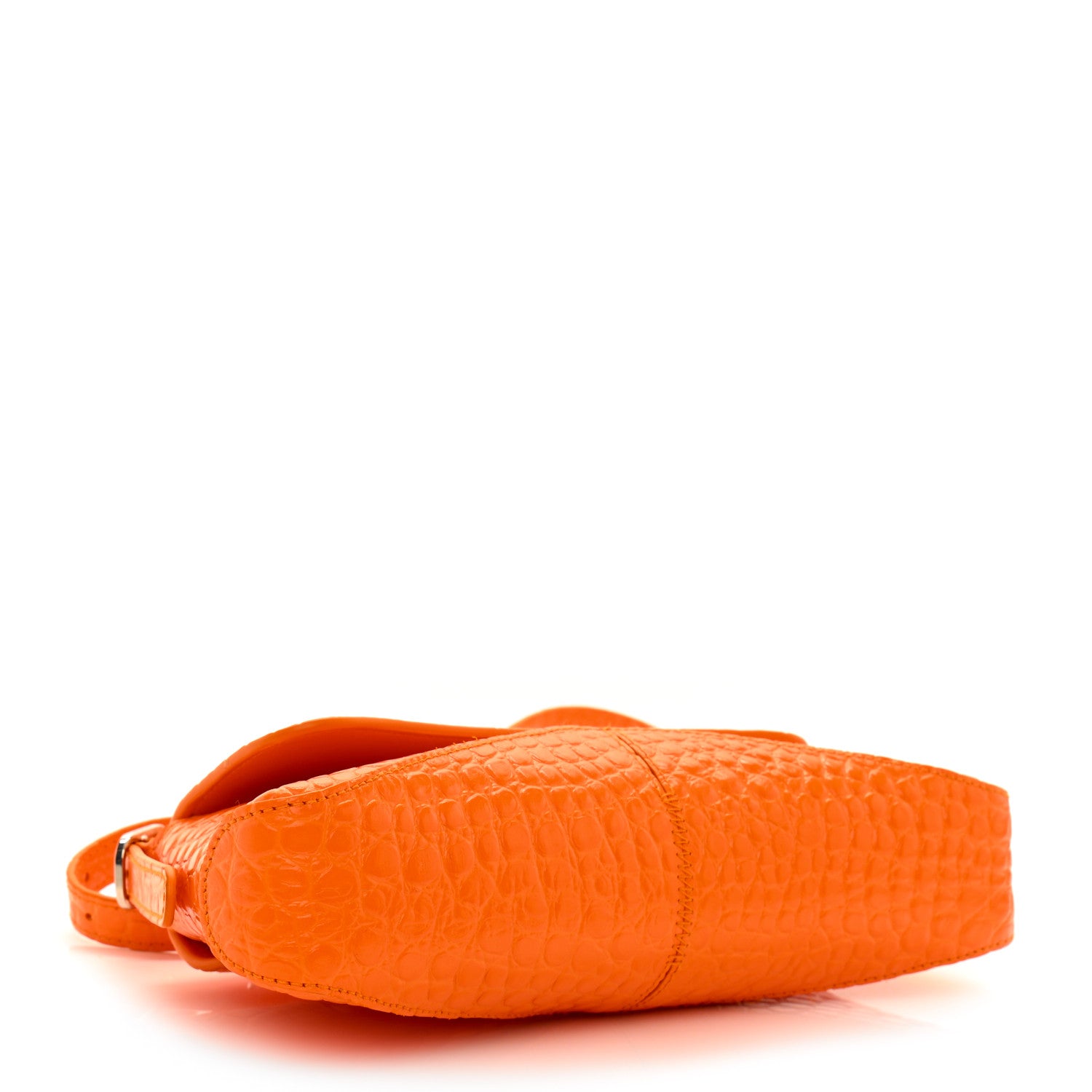 Balenciaga Shiny Super Supple Calfskin Crocodile Embossed Small XX Flap Stretch Bag Pop Orange 4 of 11