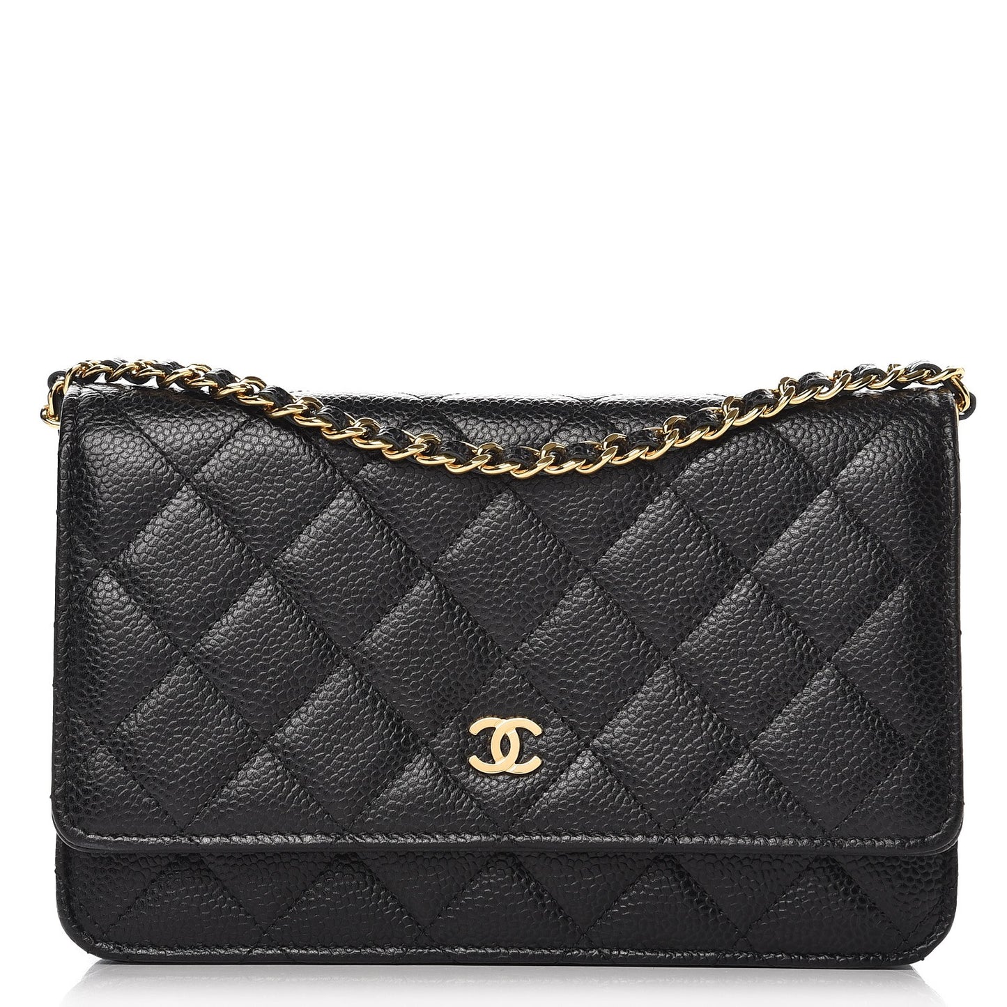 Caviar Quilted Wallet On Chain WOC Black