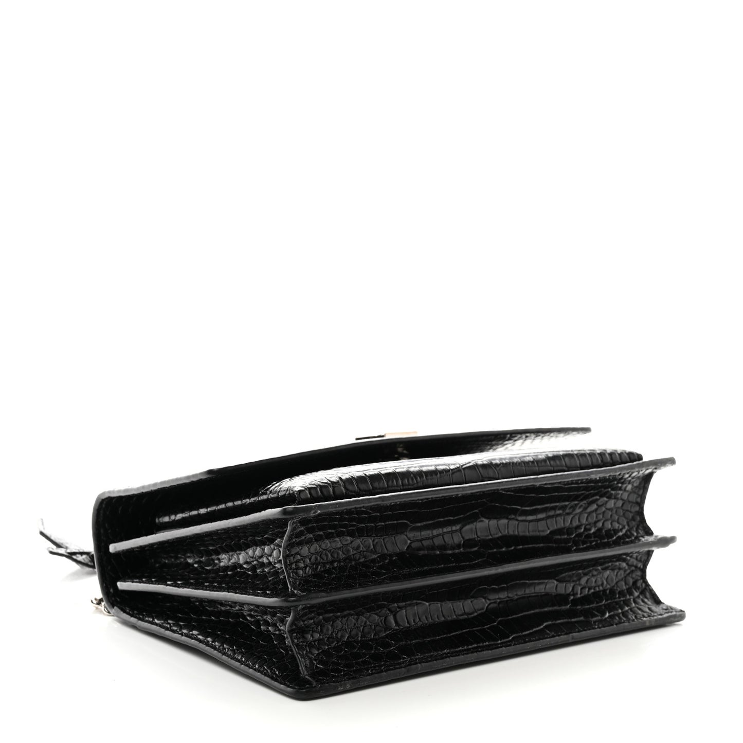 Calfskin Crocodile Embossed Medium Monogram Sunset Black