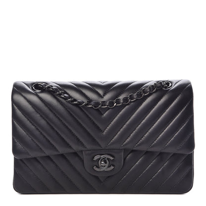 Chanel Lambskin Chevron Quilted Medium Double Flap So Black 1 of 13