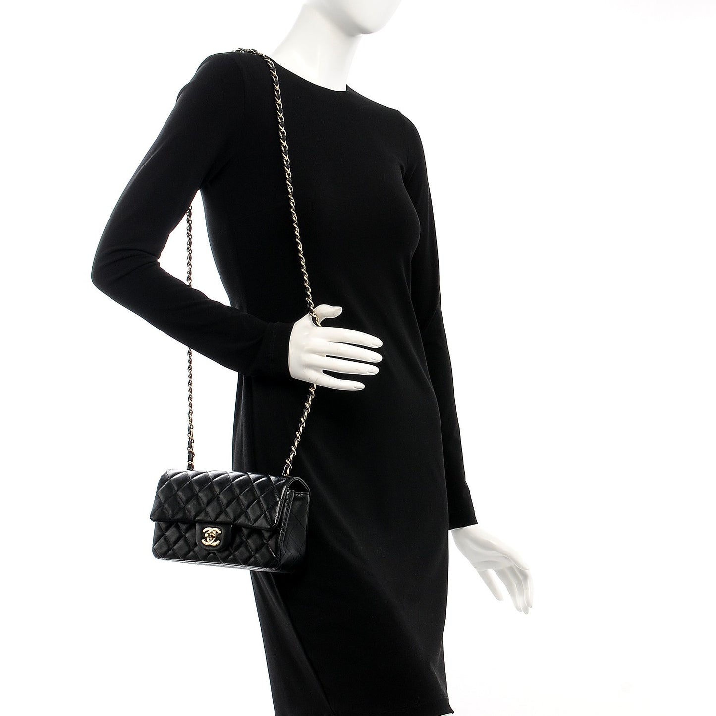 Lambskin Quilted Mini Rectangular Flap Black