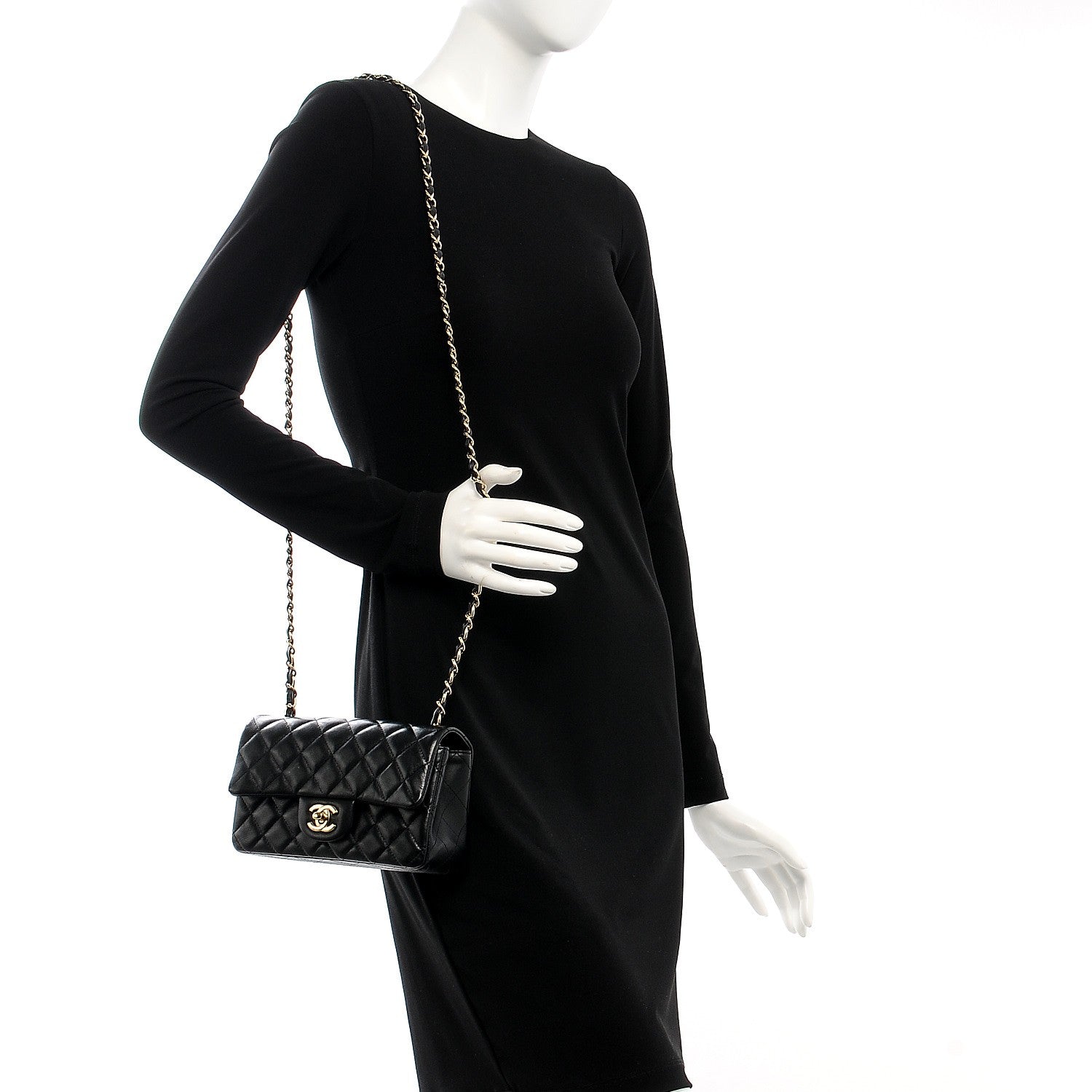 Chanel Lambskin Quilted Mini Rectangular Flap Black 2 of 8