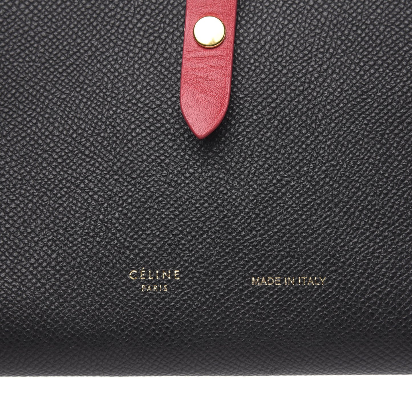 Grained Calfskin Large Multifunction Strap Wallet Black