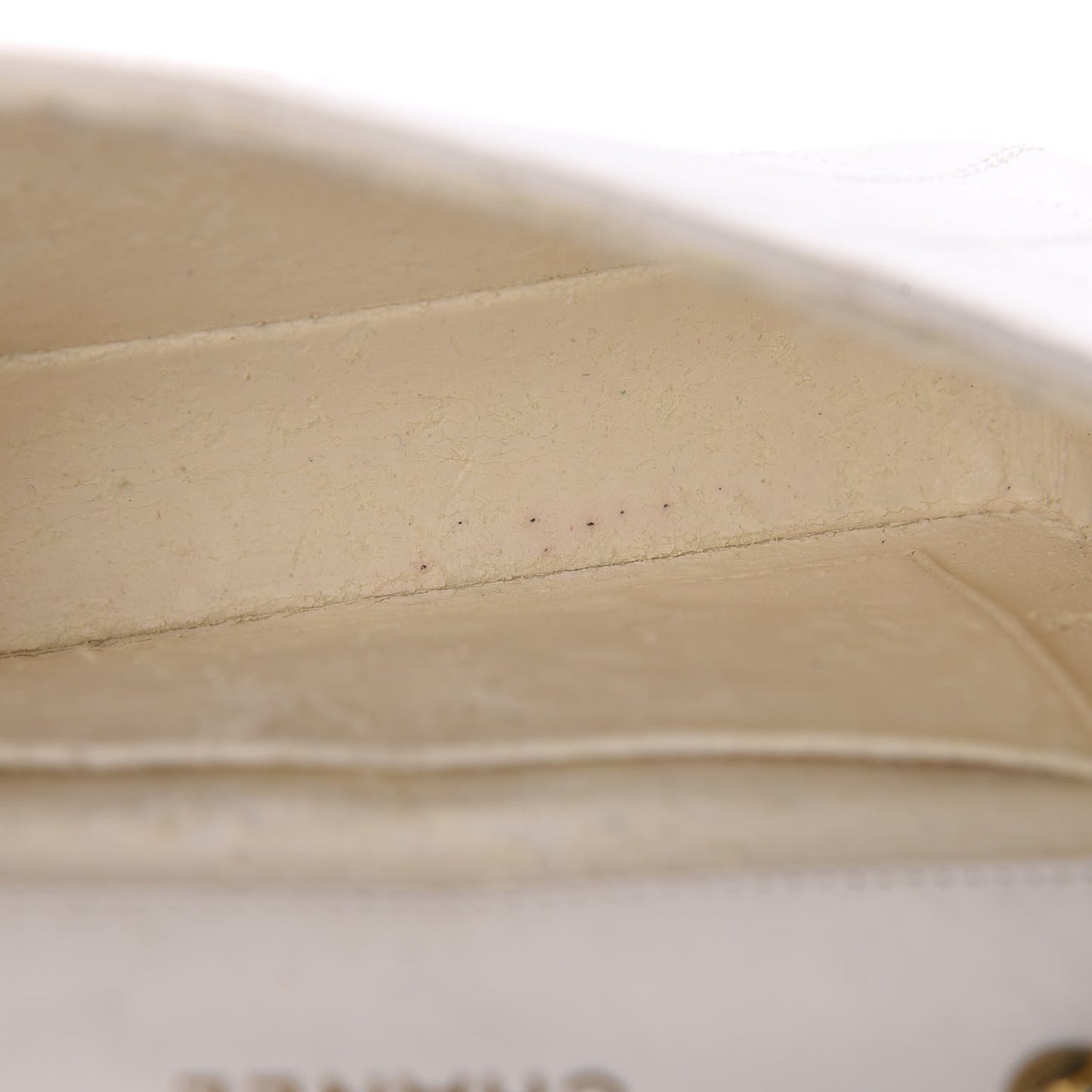 Calfskin Diamond Double Stitch Flap White