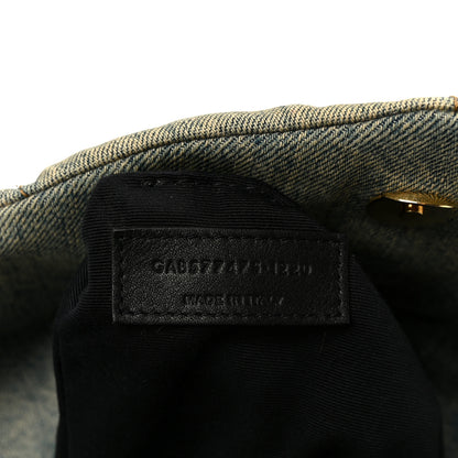 Saint Laurent Denim Quilted Medium Loulou Puffer Monogram Chain Satchel Black Blue 7 of 10