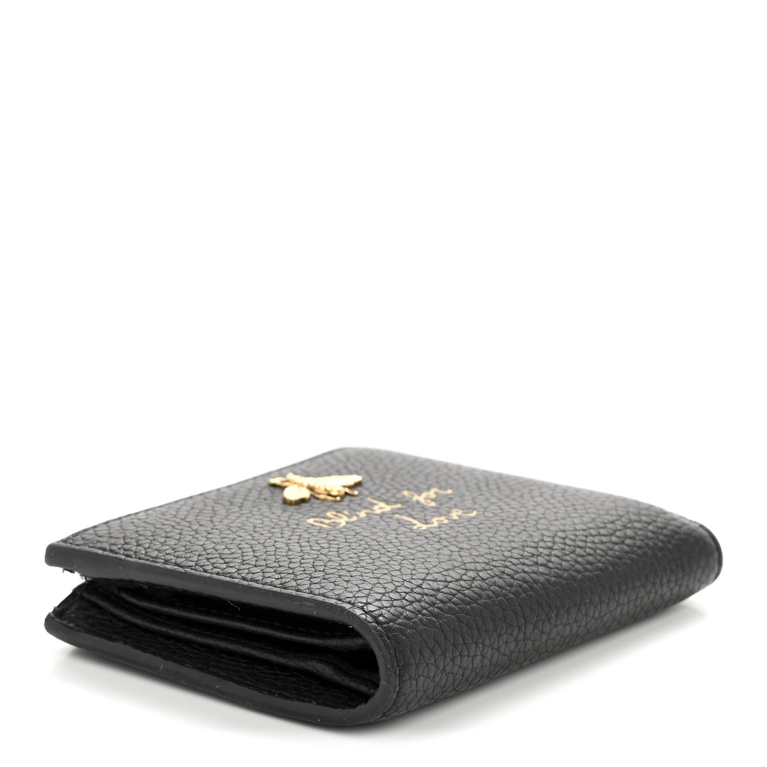 Gucci Pebbled Calfskin Animalier Card Case Wallet Black 5 of 11