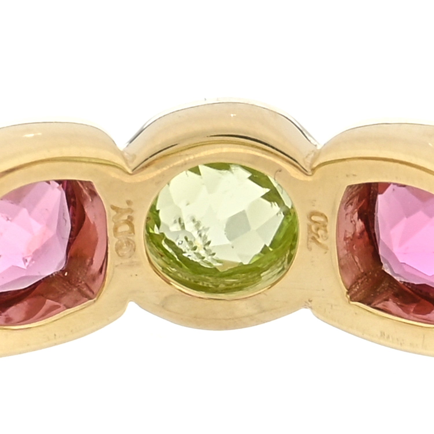 David Yurman 18K Yellow Gold Peridot Pink Tourmaline Chiclet Eternity Band Ring 53 6.5 4 of 4