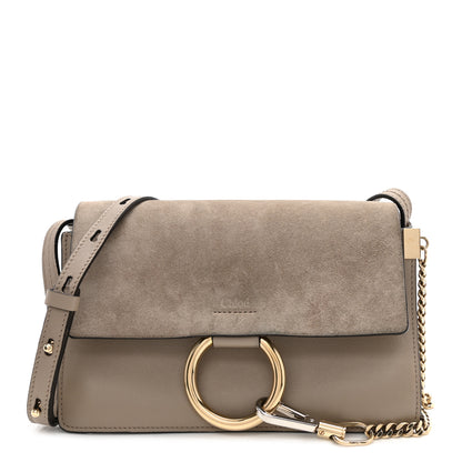 Chloe Suede Calfskin Small Faye Shoulder Bag Motty Grey 1 of 8