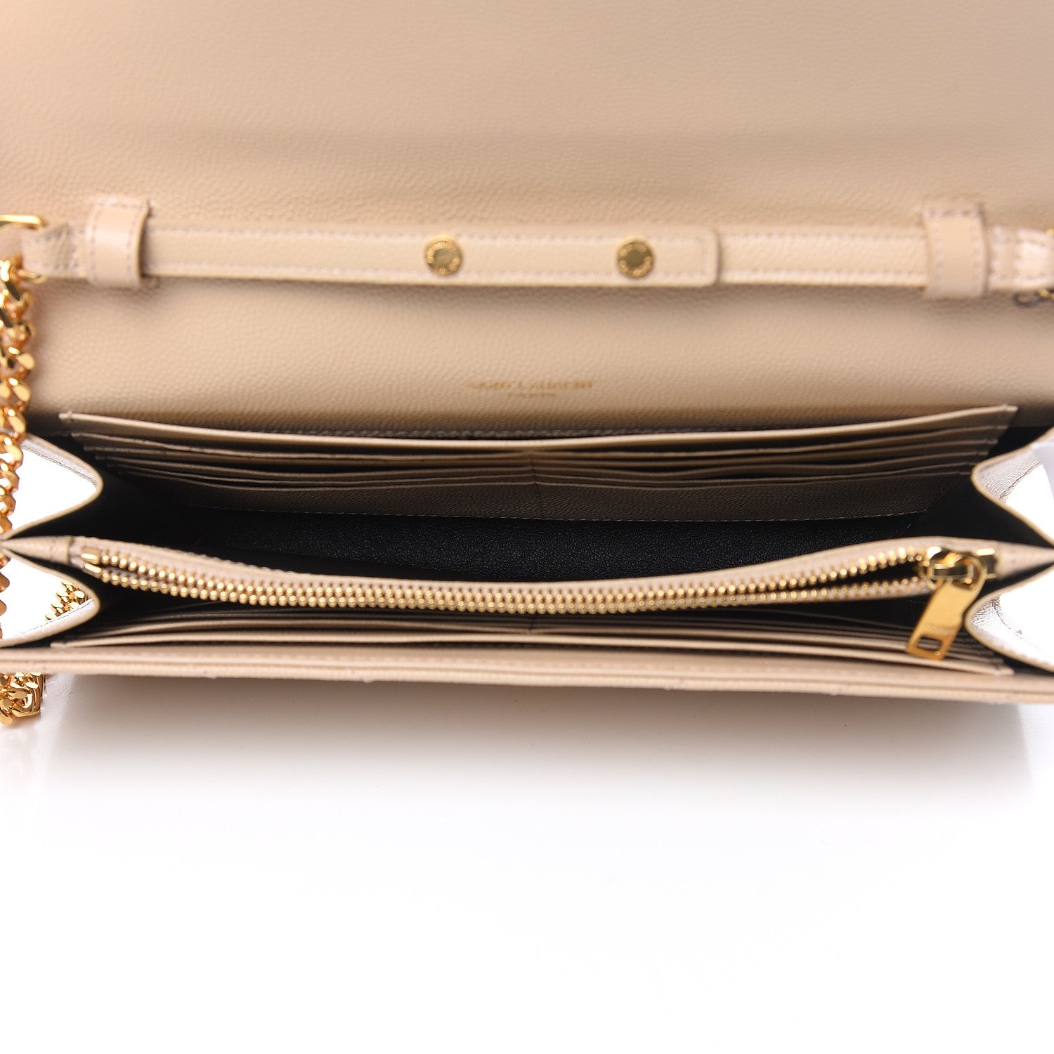 Saint Laurent Grain De Poudre Matelasse Chevron Monogram Chain Wallet Nude Powder 5 of 8