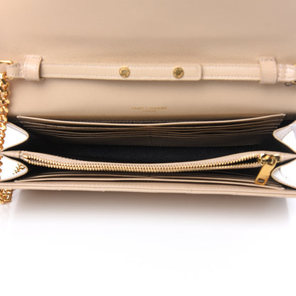 Saint Laurent Grain De Poudre Matelasse Chevron Monogram Chain Wallet Nude Powder 5 of 8