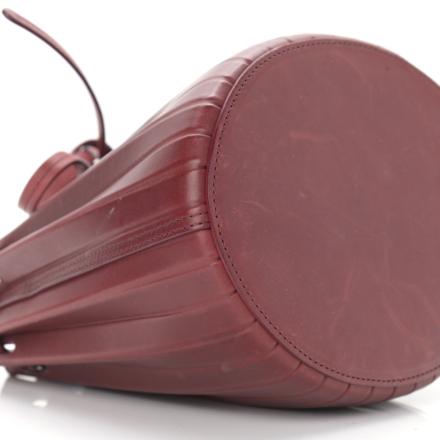 Vegetable Tanned Calfskin Pleated Mini Bucket Bag Borbo