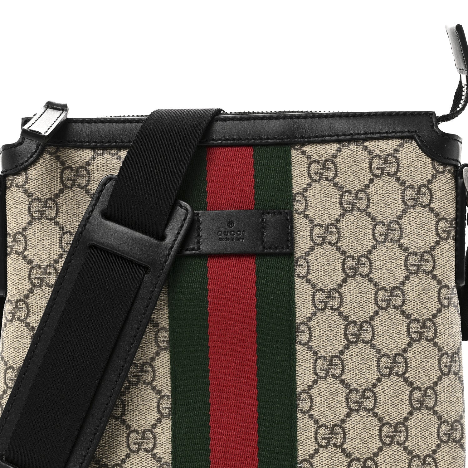Gucci GG Supreme Monogram Web Messenger Bag Black 7 of 10
