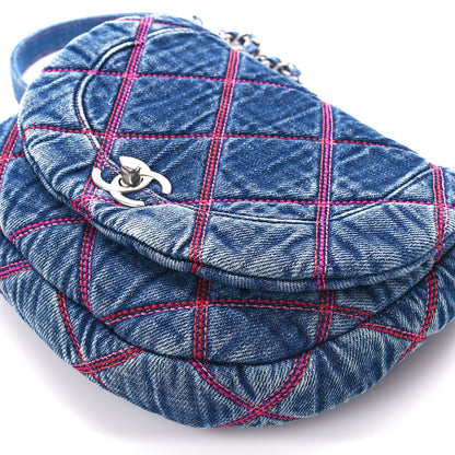 Chanel Denim Quilted Coco Beach Messenger Bag Blue 10 of 11