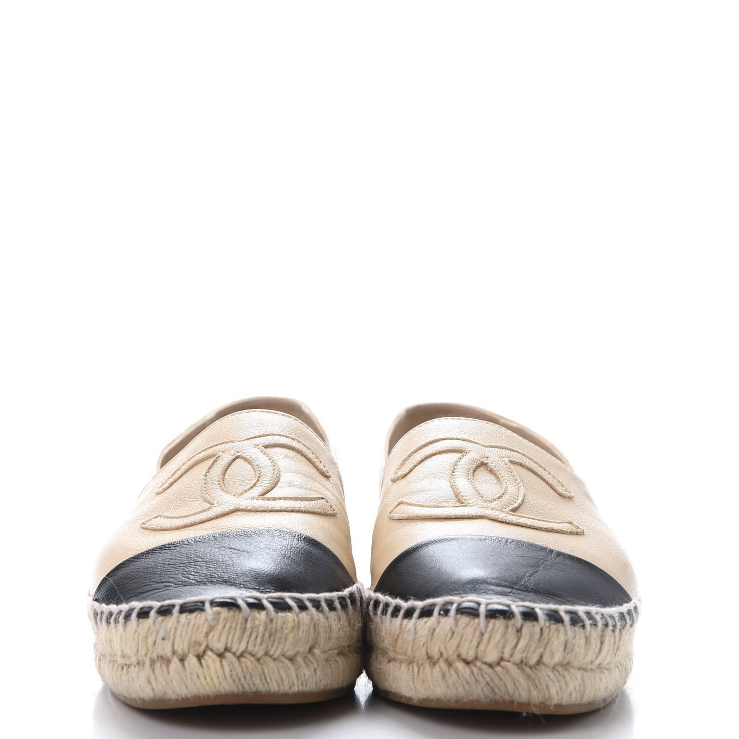 Lambskin CC Espadrilles 37 Beige Black