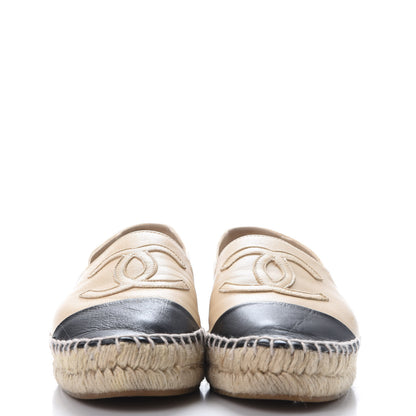 Chanel Lambskin CC Espadrilles 37 Beige Black 3 of 12