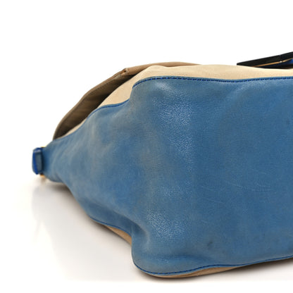 Fendi Vitello Savana Big Forever Mama Baguette Beige Blue 9 of 14