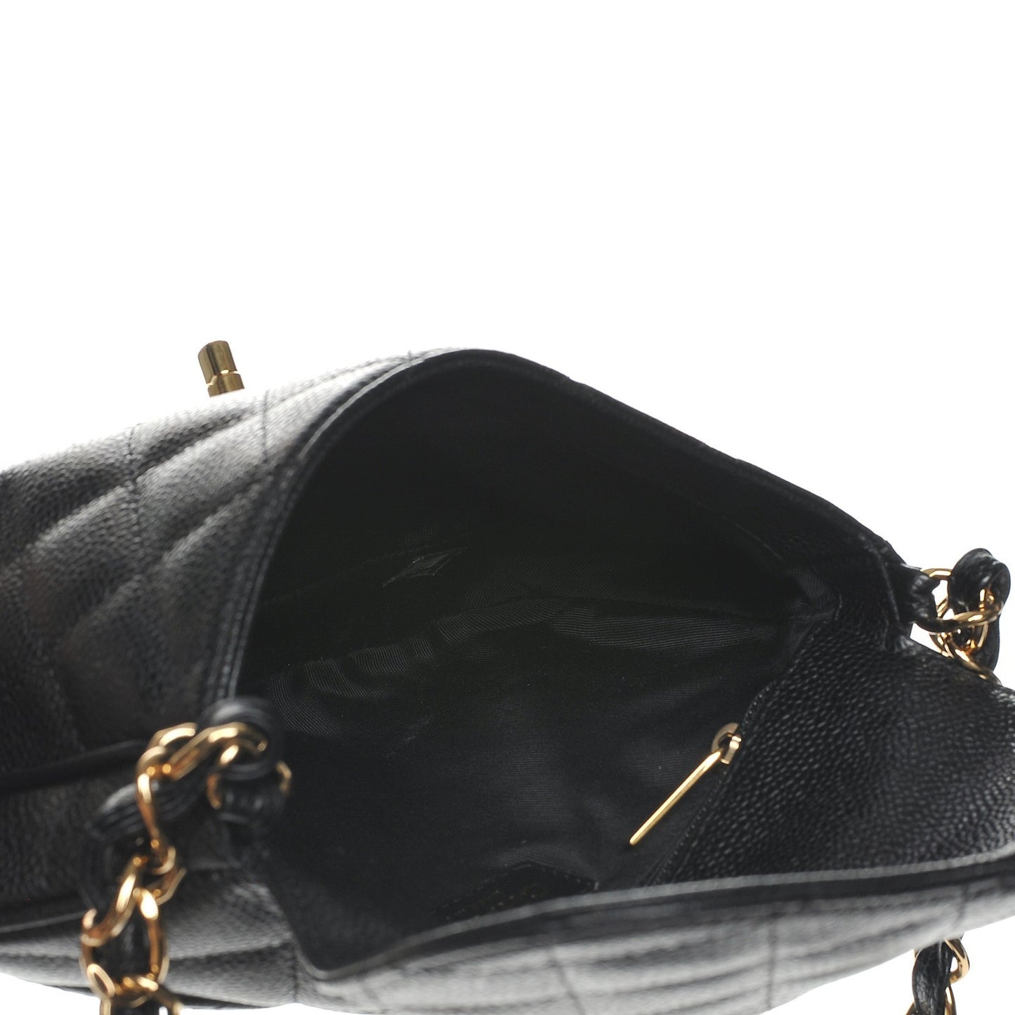 Caviar Quilted Flap Shoulder Bag Black