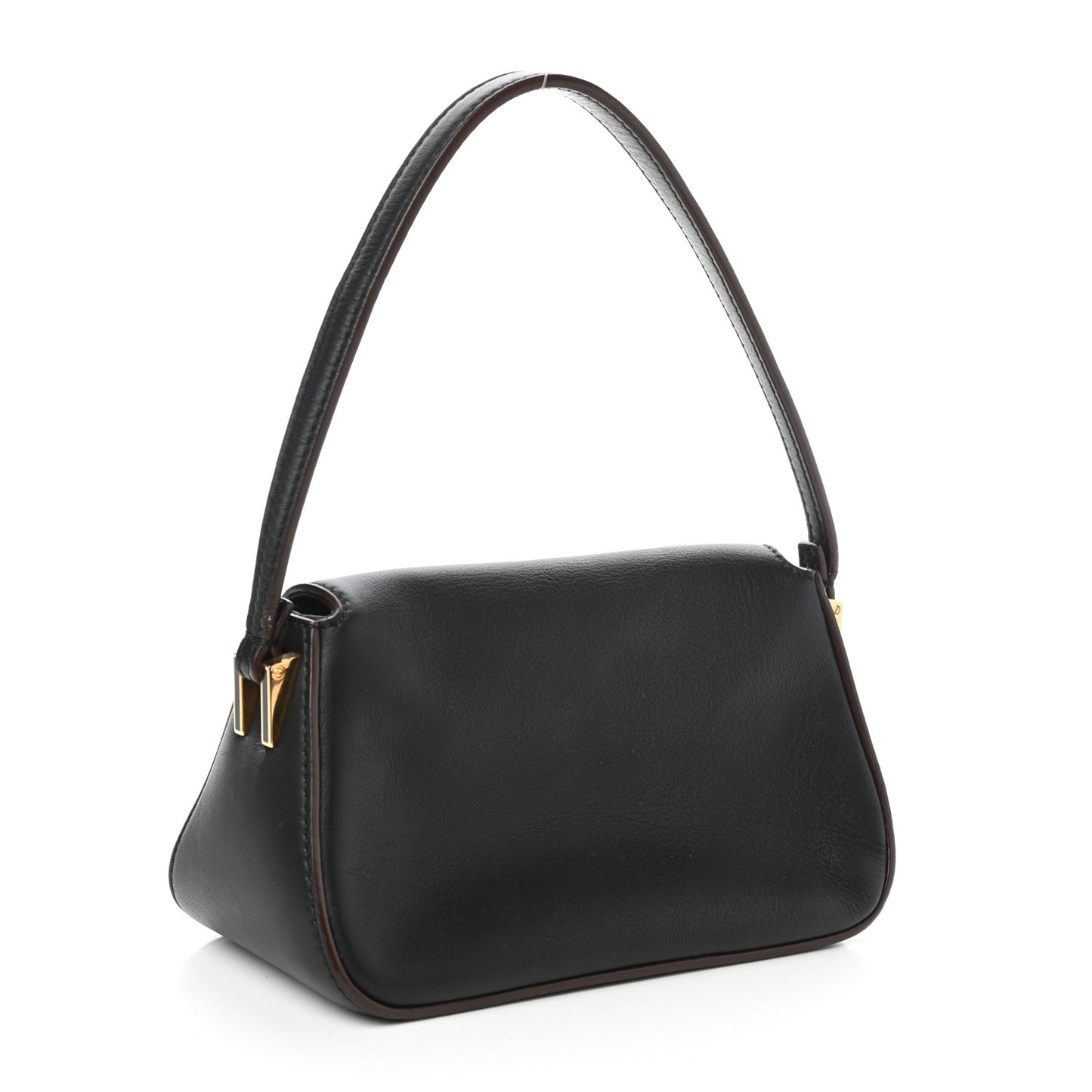 Vitello Flamingo Enamel Mini Mama Baguette Black