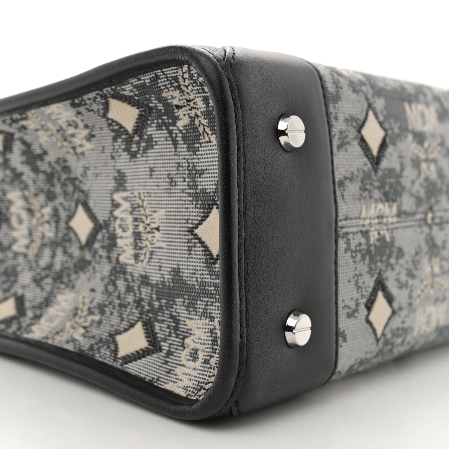 MCM Vintage Jacquard Monogram Small Munchen Tote Grey 8 of 10