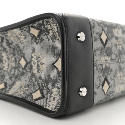 MCM Vintage Jacquard Monogram Small Munchen Tote Grey 8 of 10