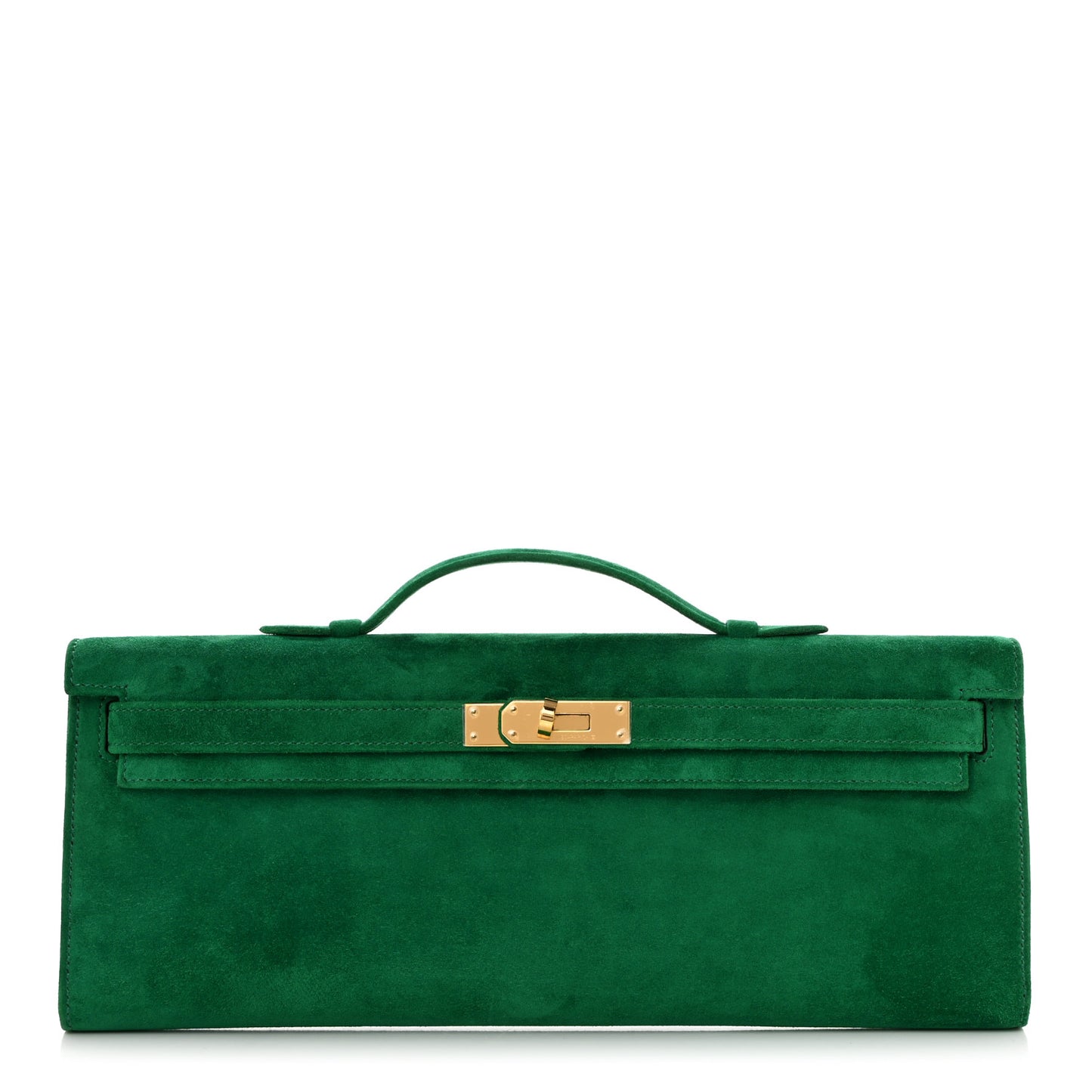 Veau Doblis Suede Kelly Cut Clutch Pochette Cactus